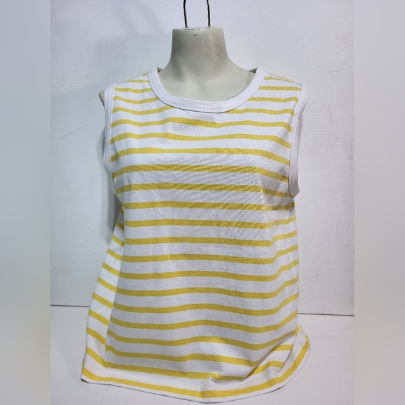 Figs Tops - NWT Fig Newport Sleeveless Top - White & Yellow Stripped